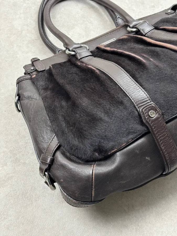 Celine Dark Brown Leather Pony Hair Handle Bag AxHtubs 8