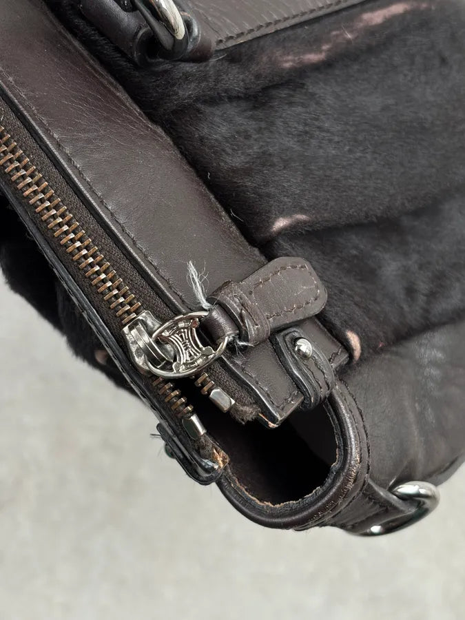 Celine Dark Brown Leather Pony Hair Handle Bag AxHtubs 13
