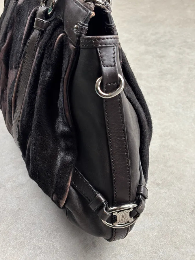 Celine Dark Brown Leather Pony Hair Handle Bag AxHtubs 12