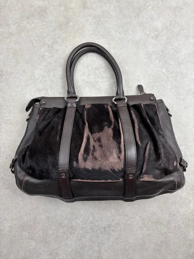 Celine Dark Brown Leather Pony Hair Handle Bag AxHtubs 15