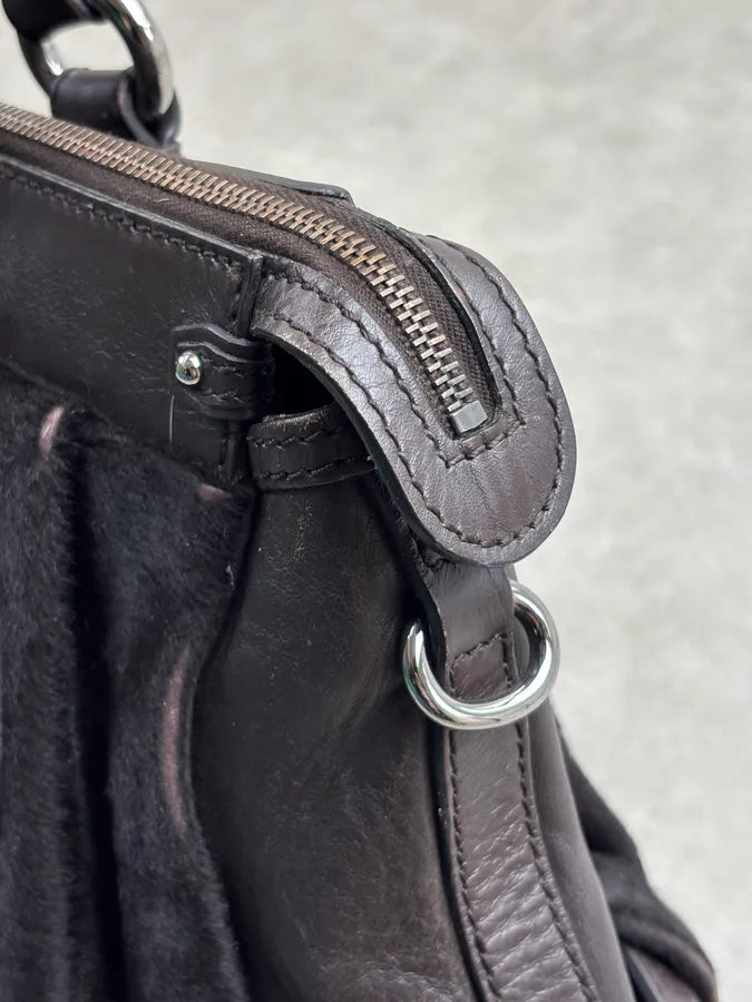 Celine Dark Brown Leather Pony Hair Handle Bag AxHtubs 10