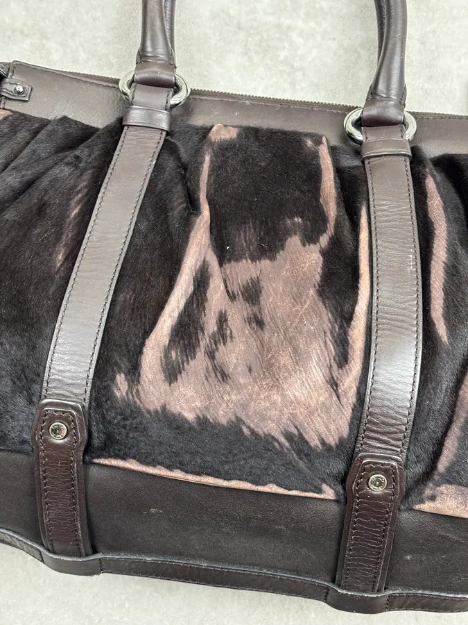 Celine Dark Brown Leather Pony Hair Handle Bag AxHtubs 14