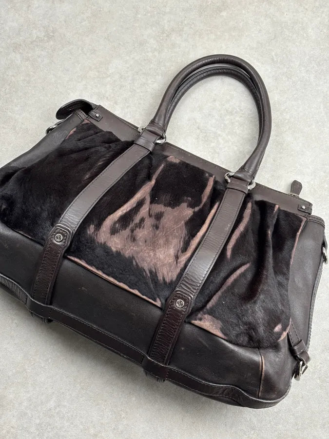 Celine Dark Brown Leather Pony Hair Handle Bag AxHtubs 19