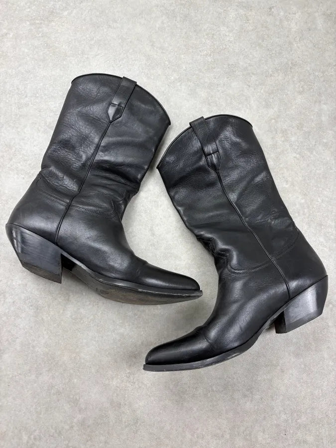 Celine Black Leather Western Ankle Boots xjXwFVF 2