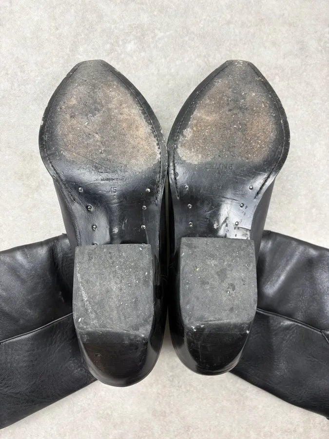 Celine Black Leather Western Ankle Boots xjXwFVF 5
