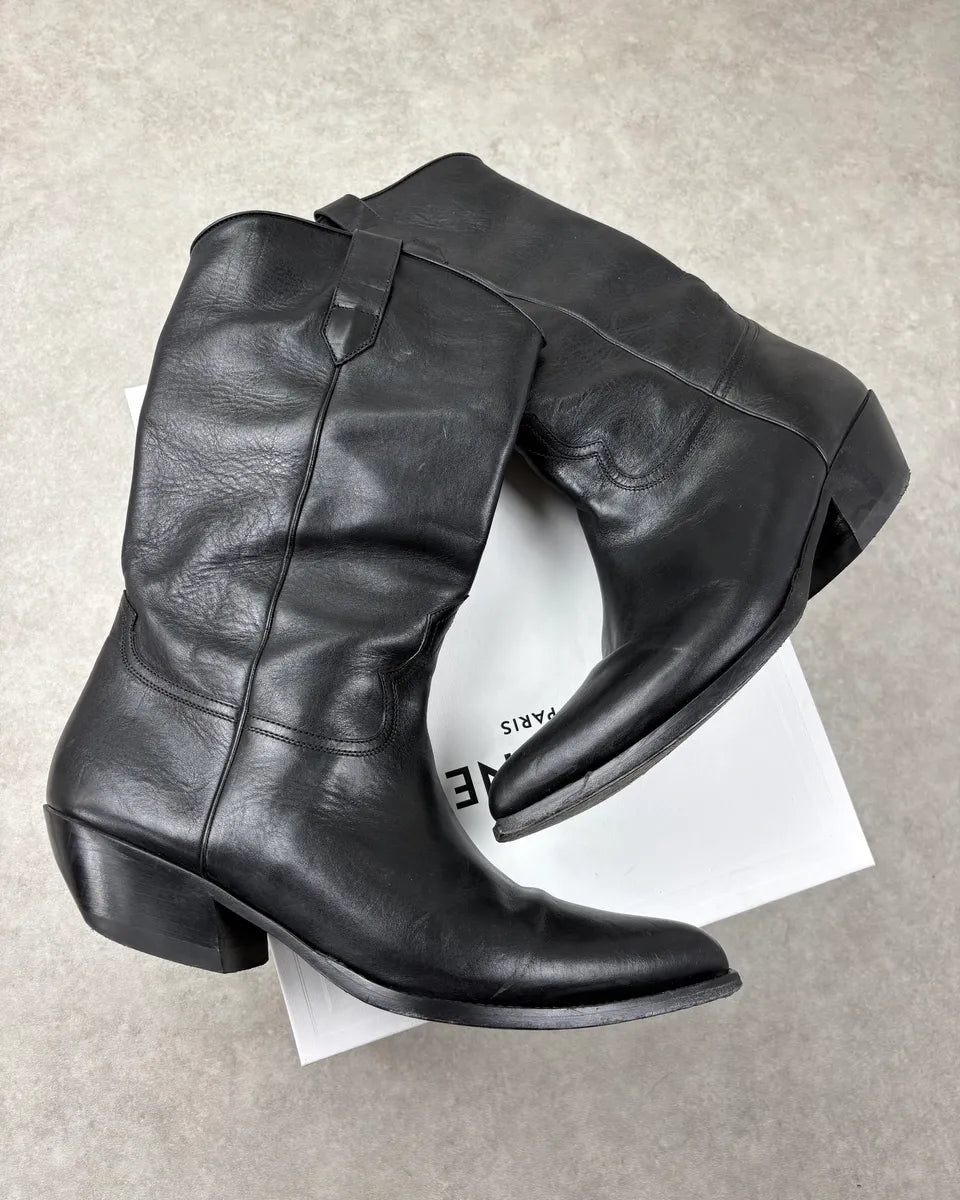 Celine Black Leather Western Ankle Boots xjXwFVF 0