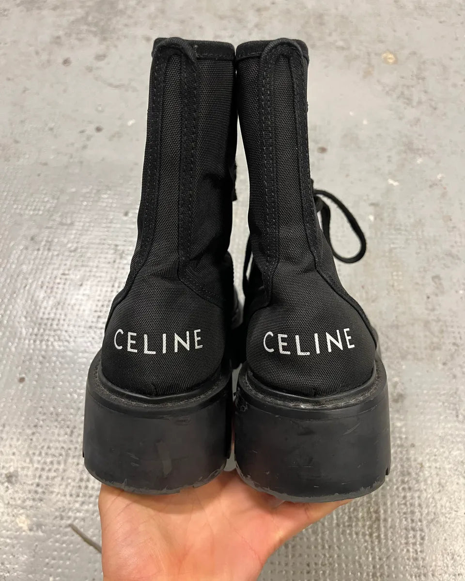 Celine Black Nylon Lug Sole Boots gvYCAhv 6