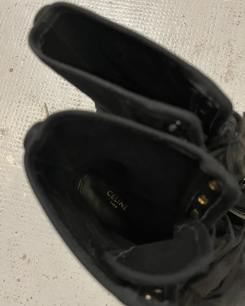 Celine Black Nylon Lug Sole Boots gvYCAhv 7