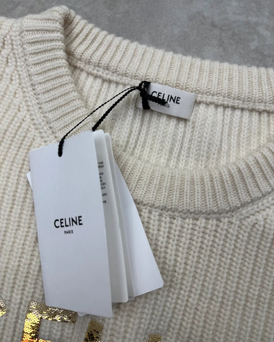 Celine Creamy Beige Wool Sweater PGNbTsS 9