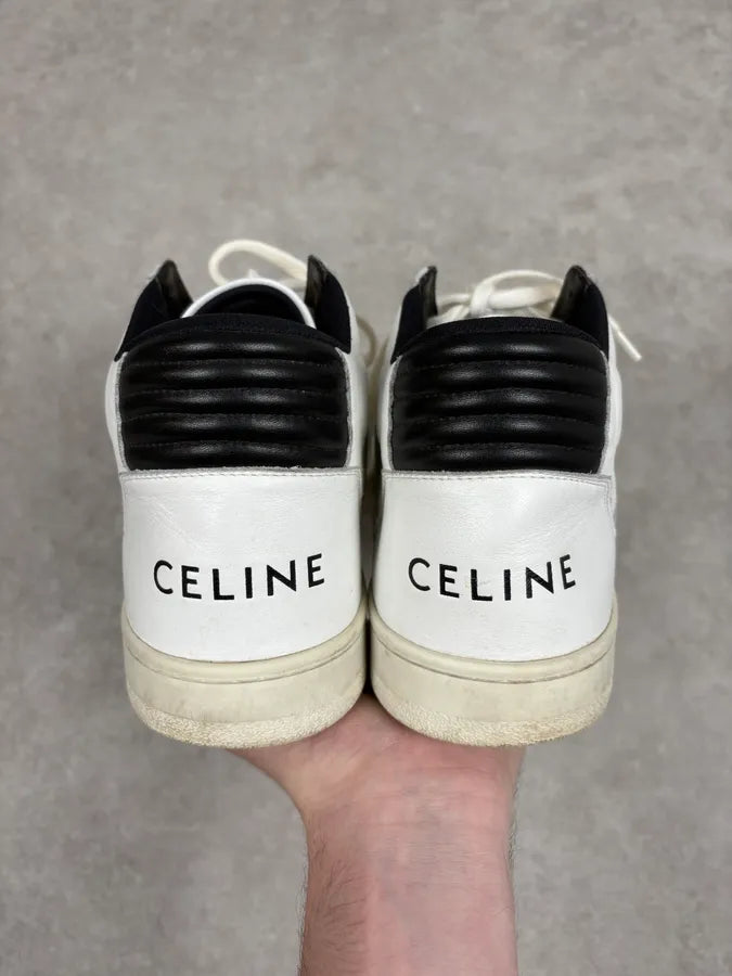 Celine CT-02 White Mid Leather Sneakers eNMaWbj 6