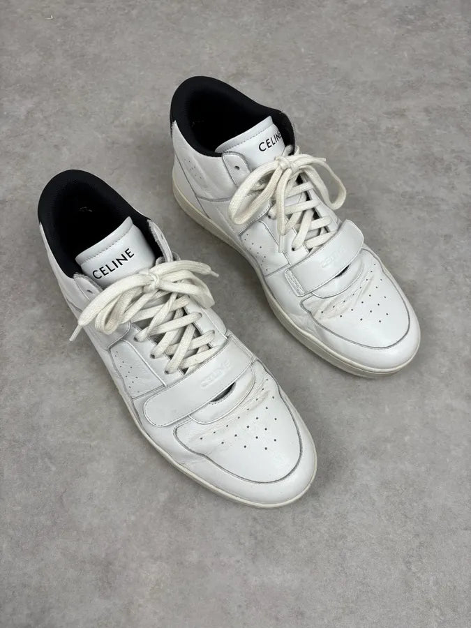 Celine CT-02 White Mid Leather Sneakers eNMaWbj 3