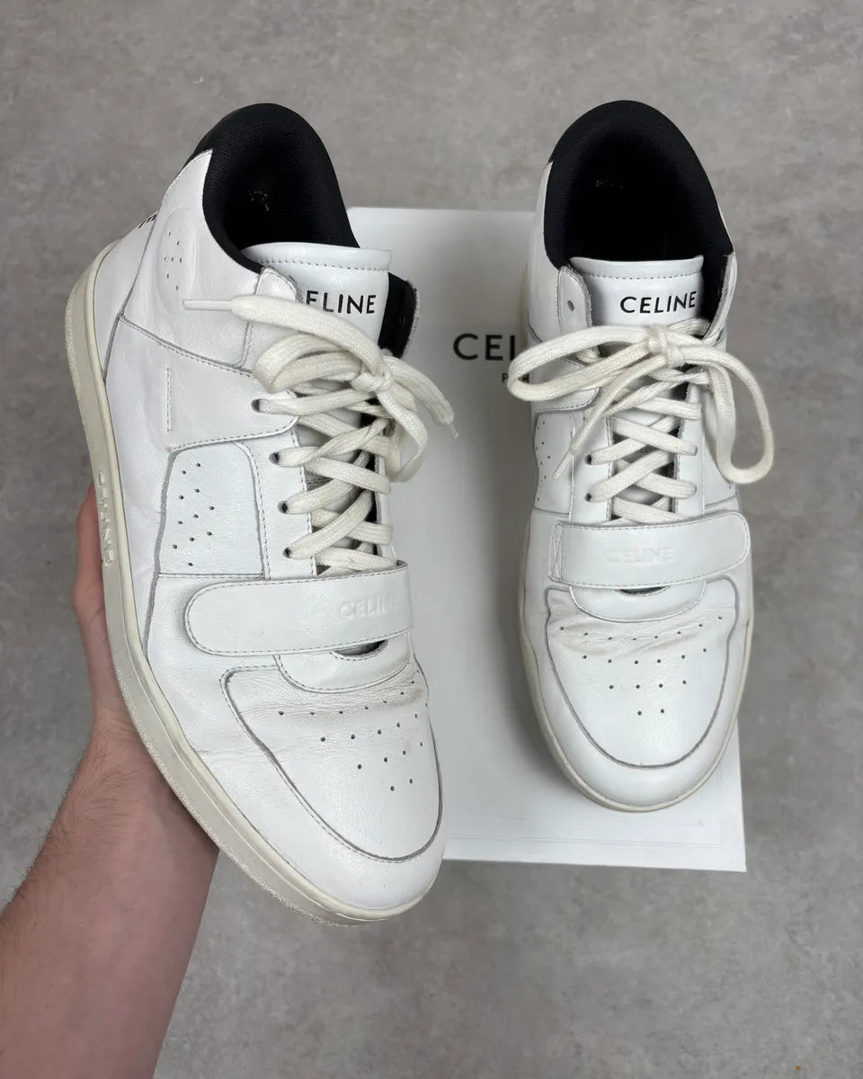 Celine CT-02 White Mid Leather Sneakers eNMaWbj 0