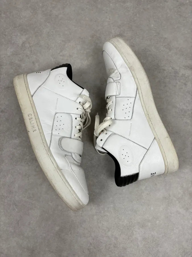 Celine CT-02 White Mid Leather Sneakers eNMaWbj 5
