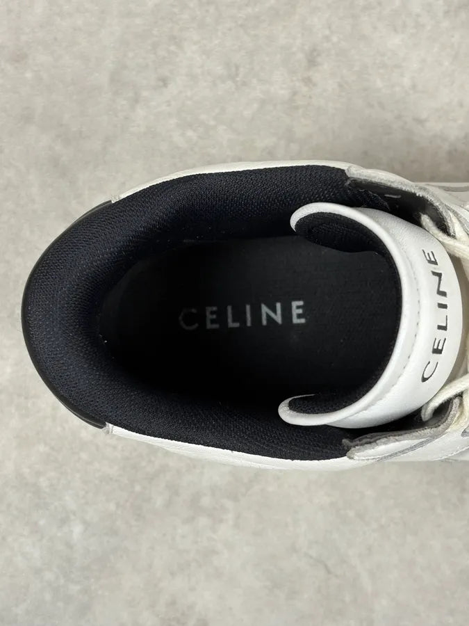 Celine CT-02 White Mid Leather Sneakers eNMaWbj 9