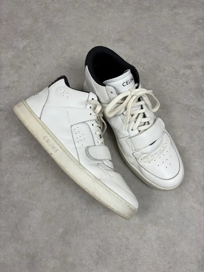 Celine CT-02 White Mid Leather Sneakers eNMaWbj 4
