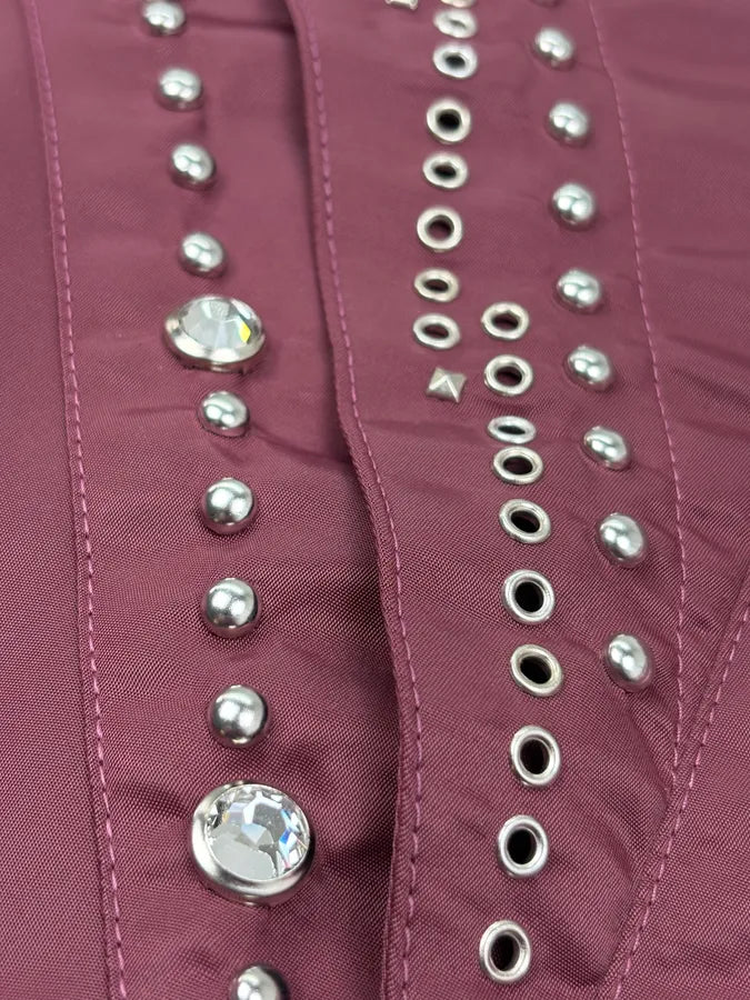 Celine Embroidered Bordeaux Nylon Bomber Jacket lbKmwdV 9