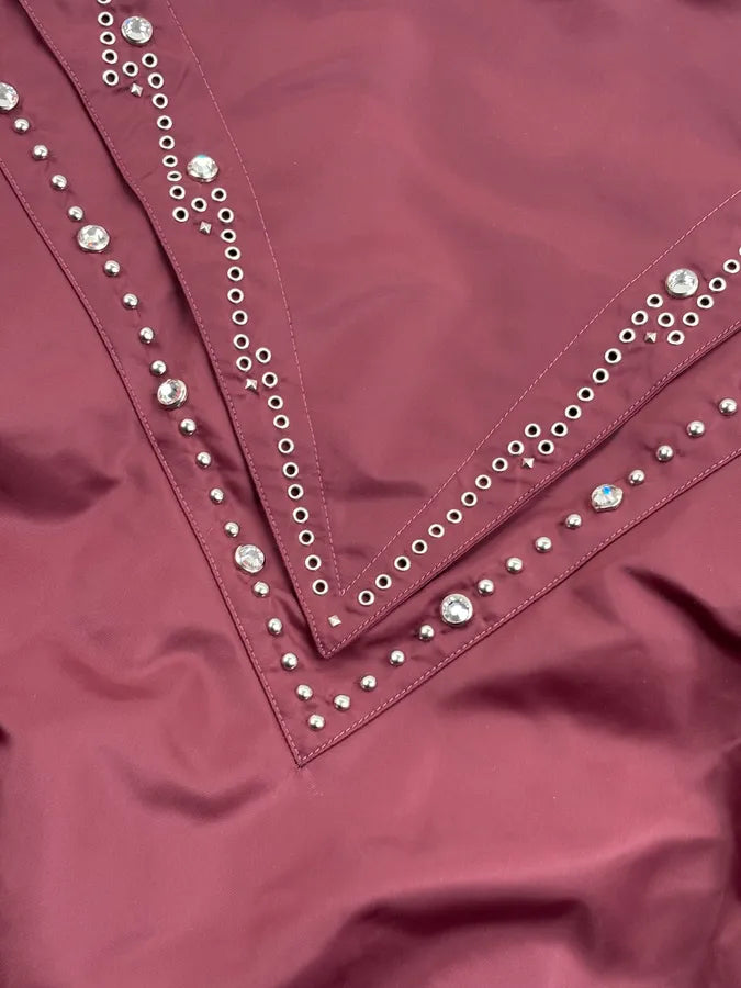 Celine Embroidered Bordeaux Nylon Bomber Jacket rcvvpcu 8