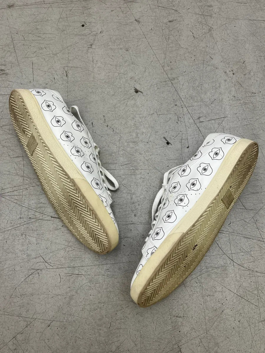 Celine Eye Lips White Low-Top Sneakers eXlbNBu 2
