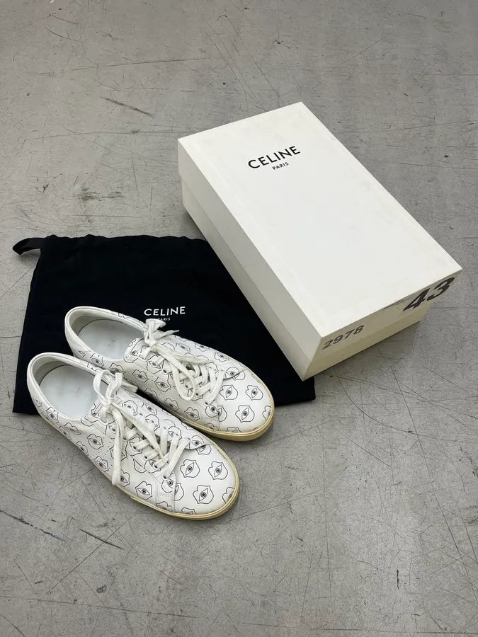 Celine Eye Lips White Low-Top Sneakers eXlbNBu 3