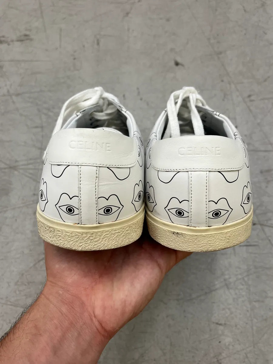 Celine Eye Lips White Low-Top Sneakers eXlbNBu 5