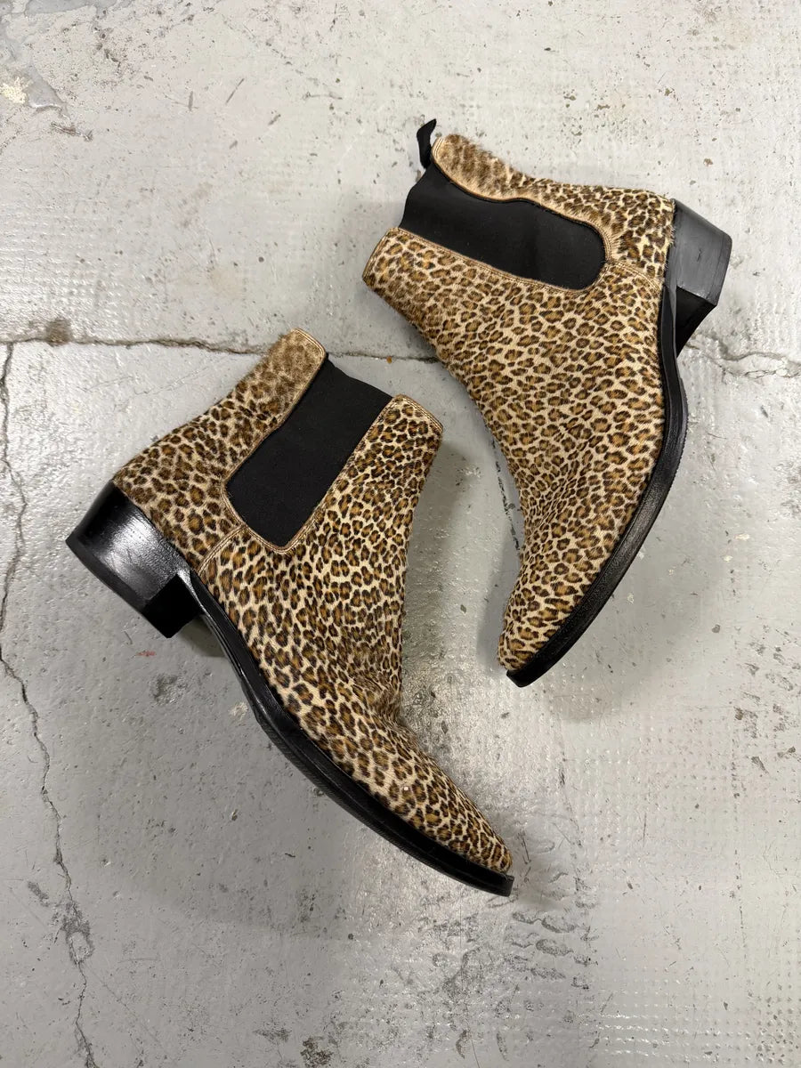Celine Leopard Pony Hair Leather Chelsea Boots by Hedi Slimane FhkjdES 2