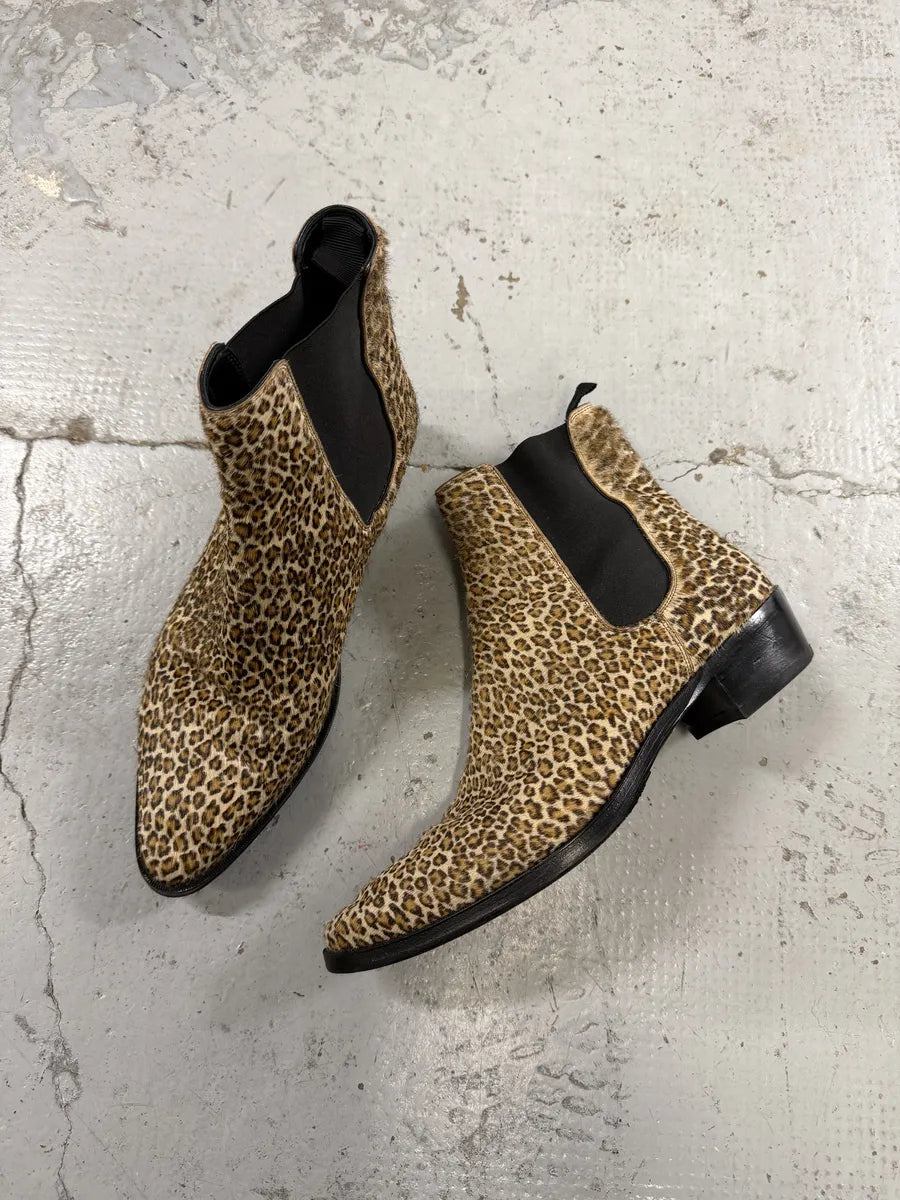 Celine Leopard Pony Hair Leather Chelsea Boots by Hedi Slimane FhkjdES 3