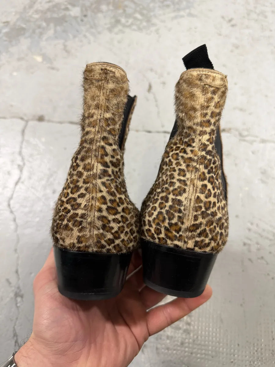 Celine Leopard Pony Hair Leather Chelsea Boots by Hedi Slimane FhkjdES 4