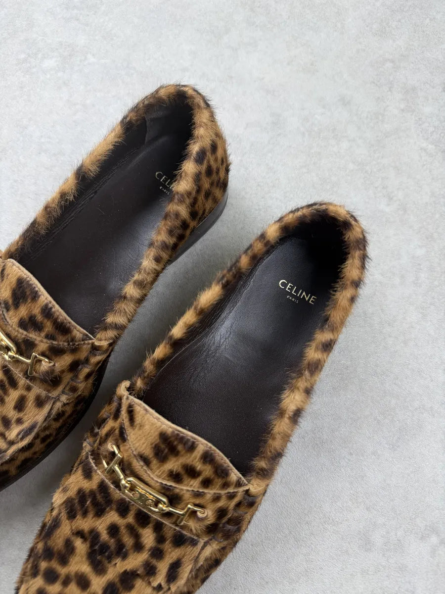 Celine Luco Leopard Brown Leather Loafers OHSGYQB 10