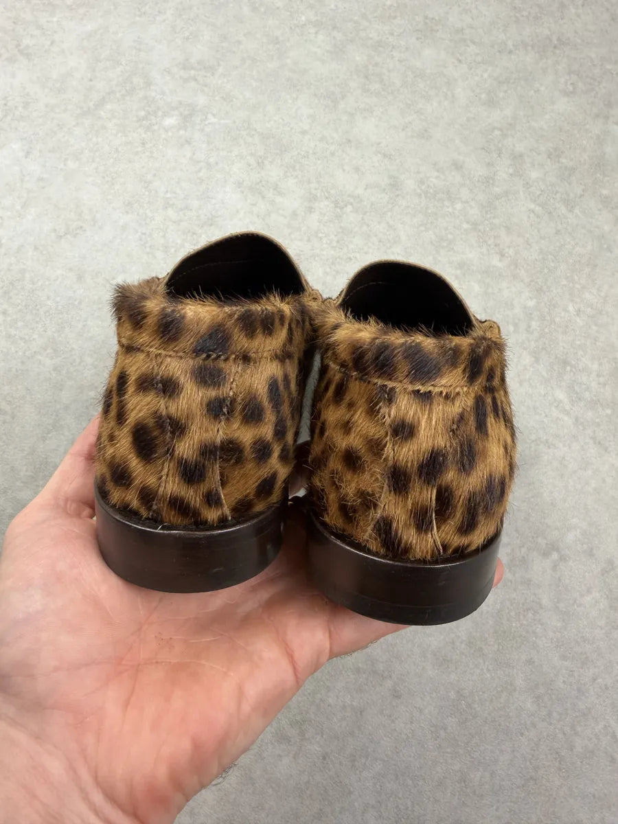 Celine Luco Leopard Brown Leather Loafers OHSGYQB 4