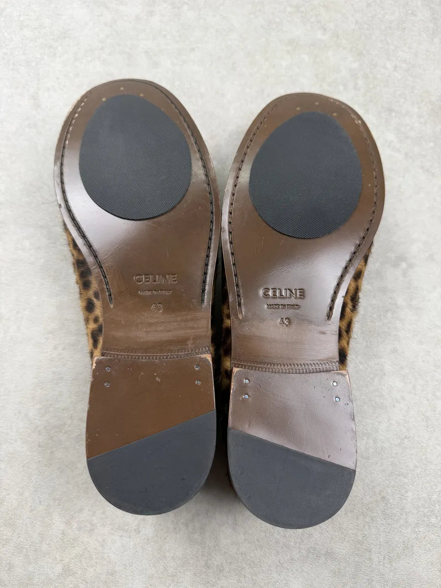 Celine Luco Leopard Brown Leather Loafers OHSGYQB 5
