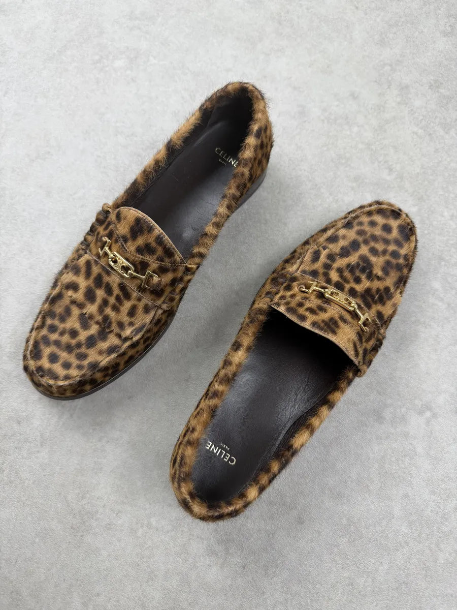 Celine Luco Leopard Brown Leather Loafers OHSGYQB 8
