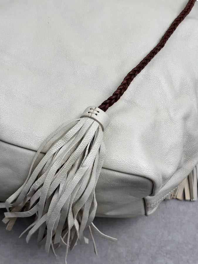 Cesare Paciotti Beige Leather Dagger Tassel Handle Bag pmLOGnW 8