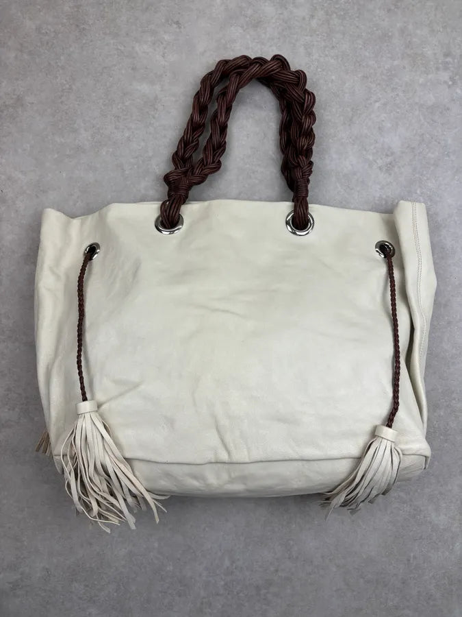 Cesare Paciotti Beige Leather Dagger Tassel Handle Bag pmLOGnW 9