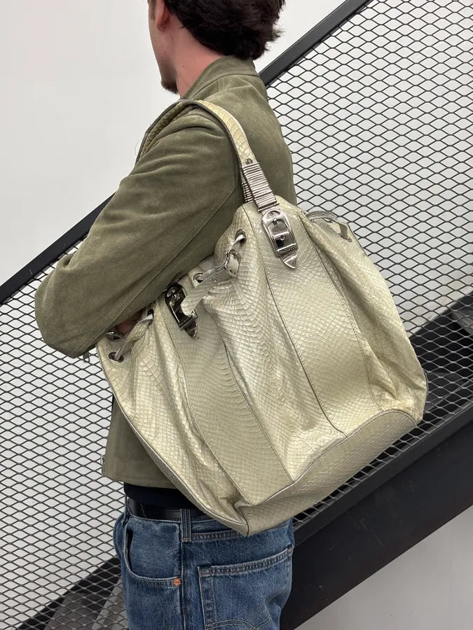 Cesare Paciotti Beige Python Leather Handle Bag qkSMSiS 2