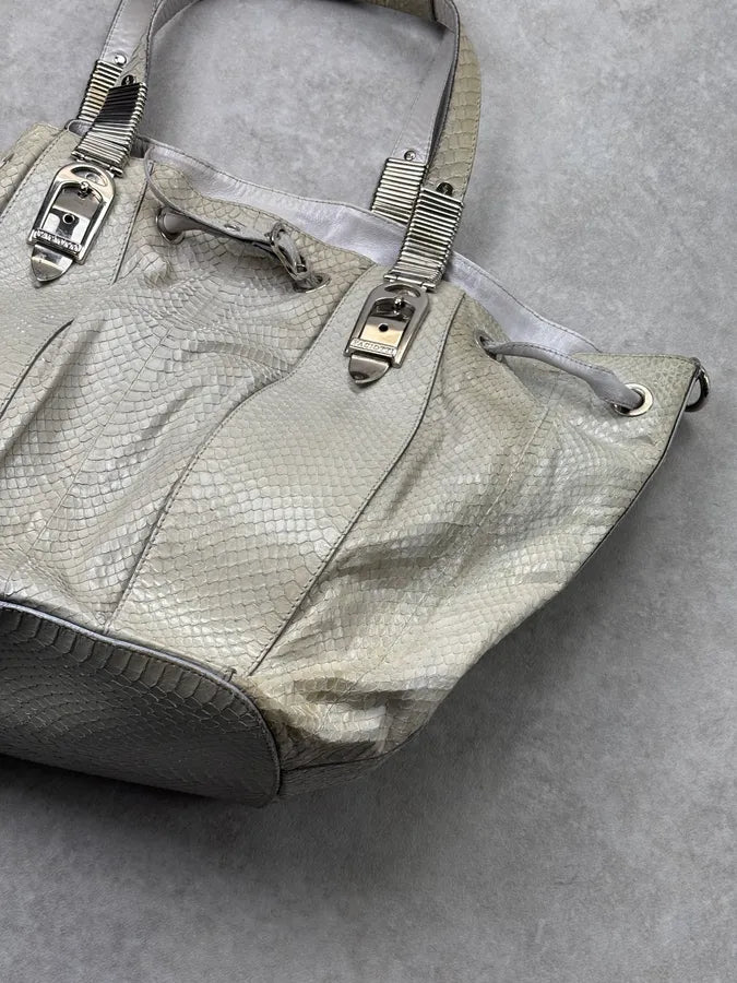 Cesare Paciotti Beige Python Embossed Leather Handle Bag qkSMSiS 3