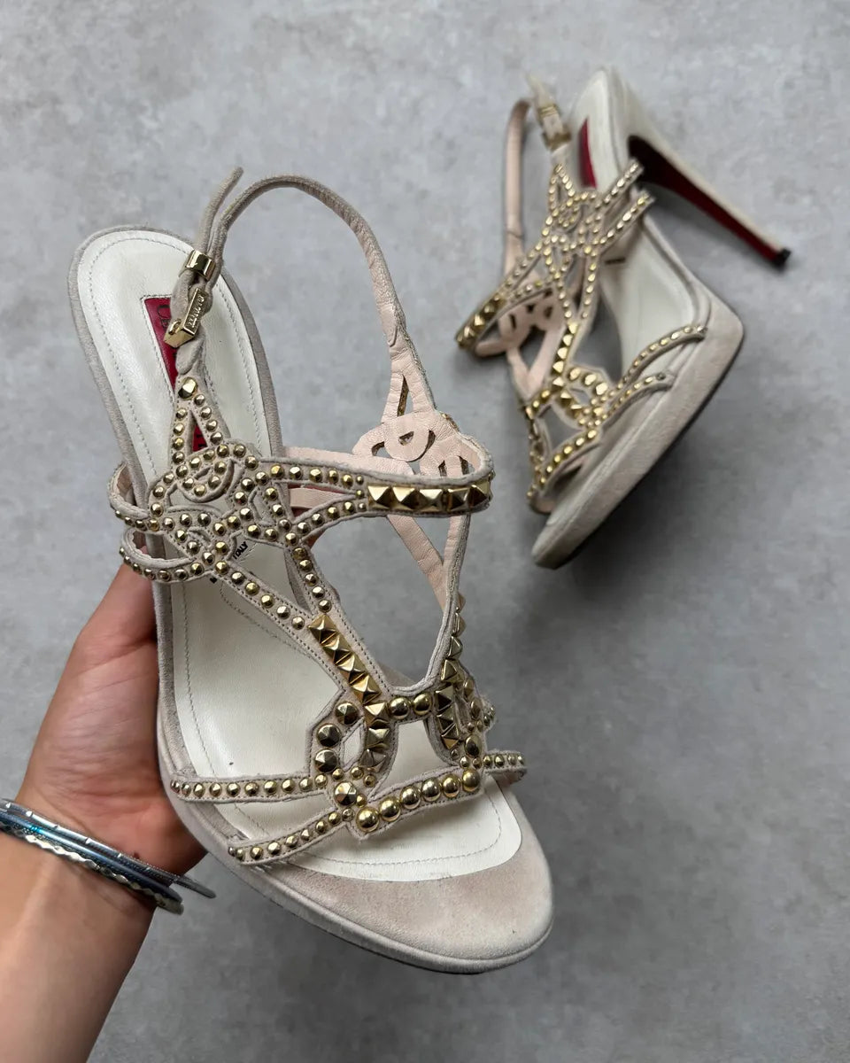 Cesare Paciotti Beige Suede Studded Heels qAwRgUx 0