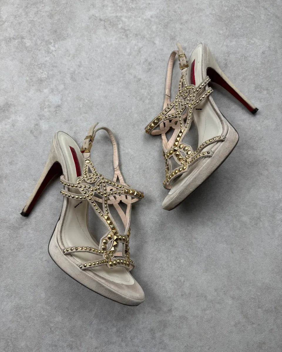 Cesare Paciotti Beige Suede Studded Heels qAwRgUx 1