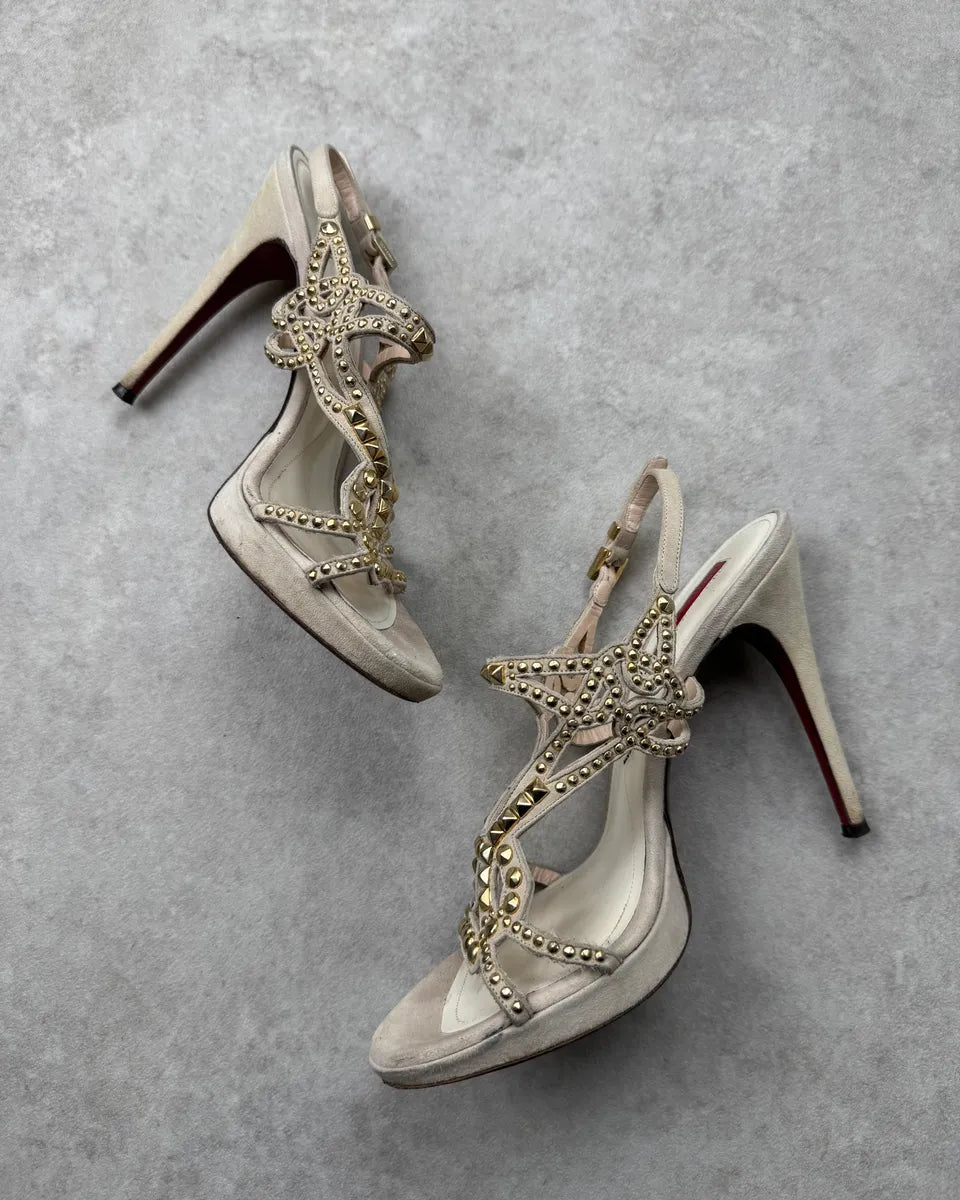 Cesare Paciotti Beige Suede Studded Heels qAwRgUx 2