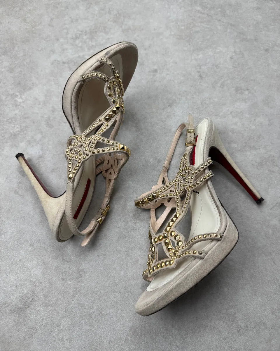 Cesare Paciotti Beige Suede Studded Heels qAwRgUx 3