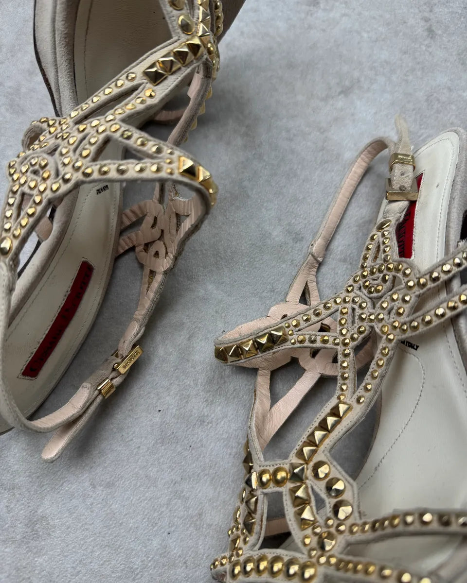 Cesare Paciotti Beige Suede Studded Heels qAwRgUx 4