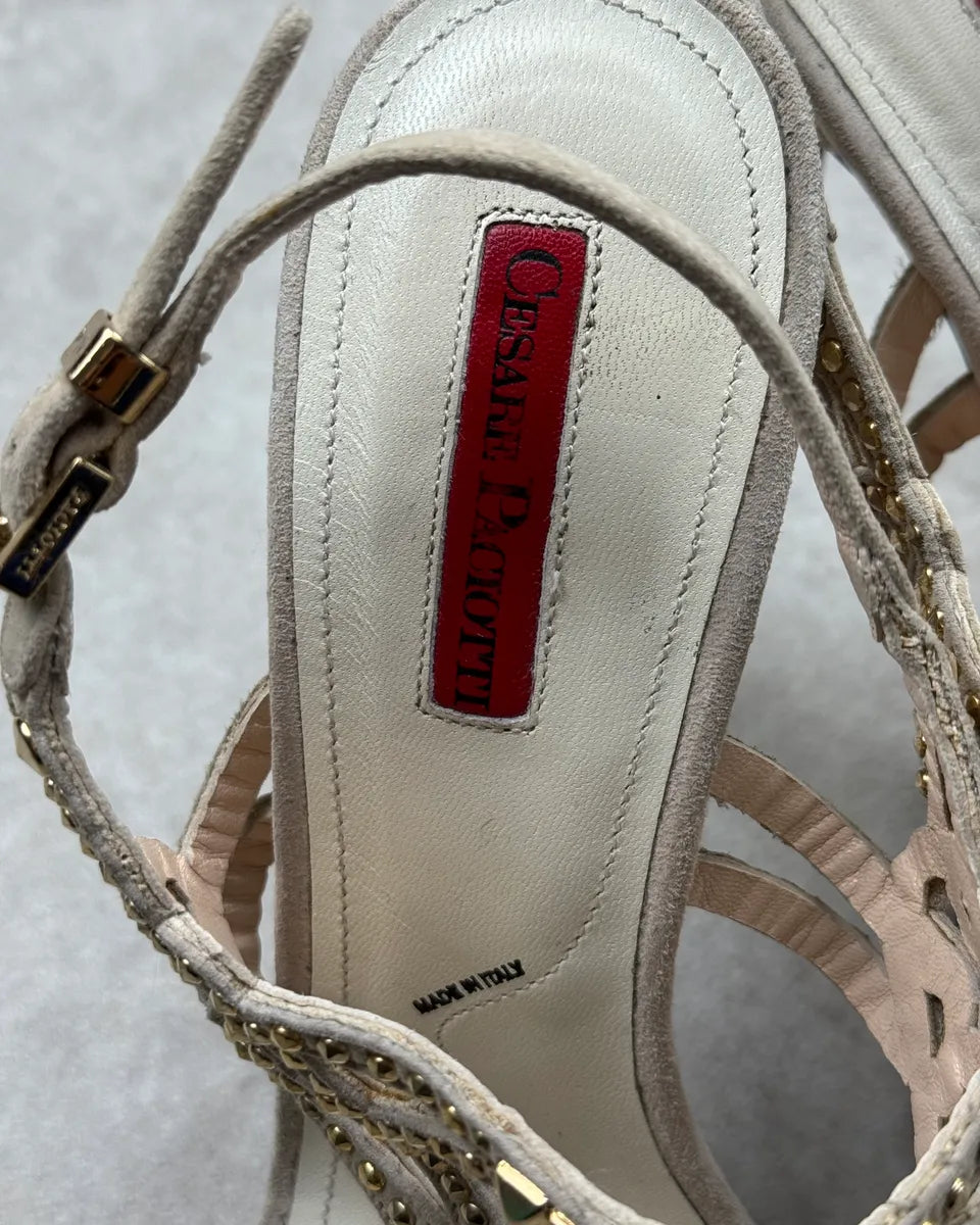 Cesare Paciotti Beige Suede Studded Heels qAwRgUx 6
