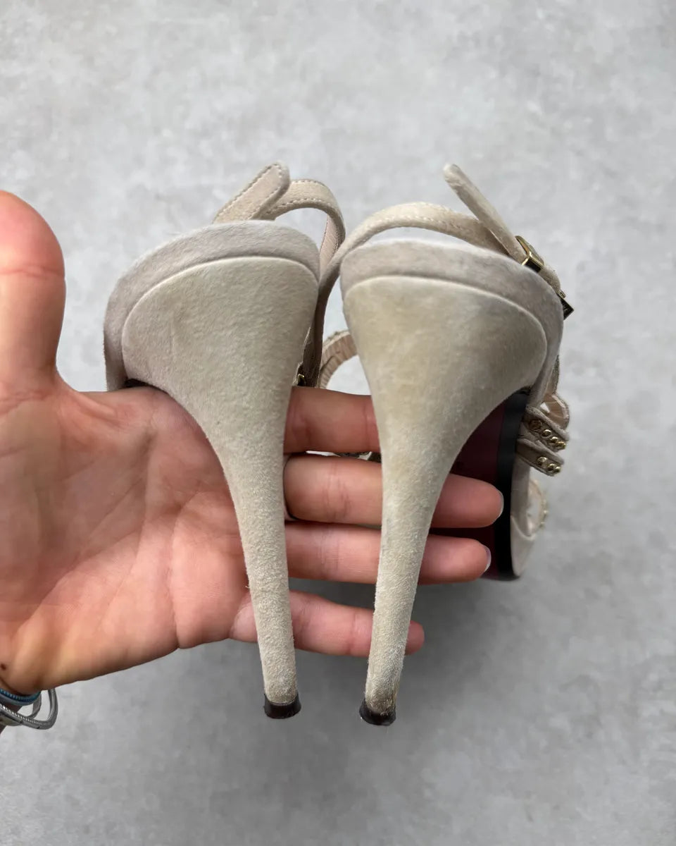 Cesare Paciotti Beige Suede Studded Heels qAwRgUx 7