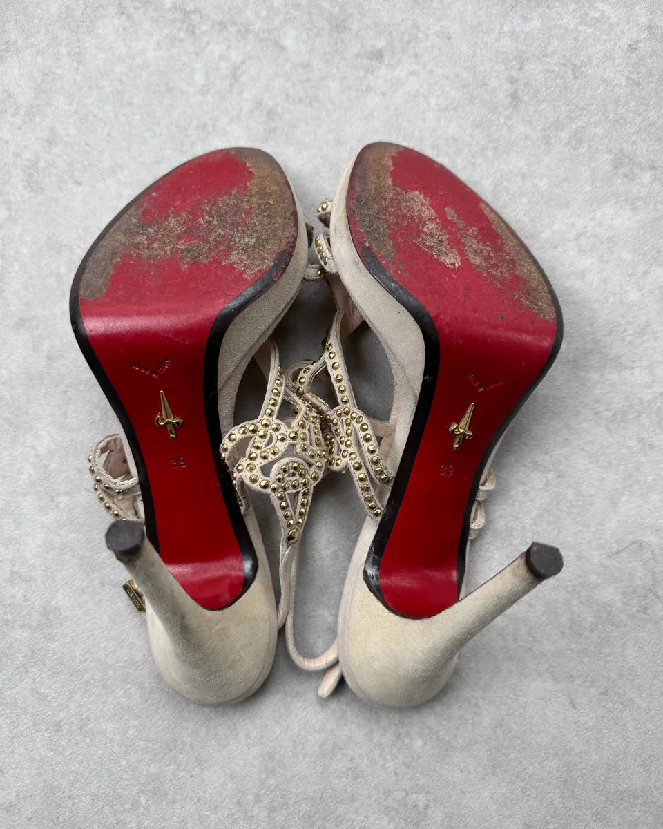 Cesare Paciotti Beige Suede Studded Heels qAwRgUx 9