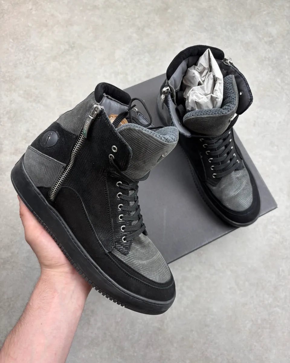 Cesare Paciotti Black & Grey High Sneakers TNIoYjc 0