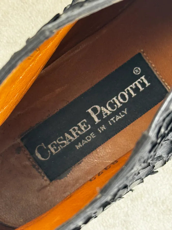 Cesare Paciotti Black Anaconda Leather Lace-Up Shoes CqaWSOF 8