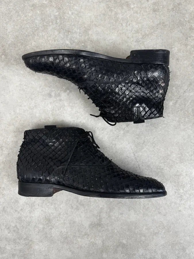 Cesare Paciotti Black Anaconda Leather Lace-Up Shoes CqaWSOF 2