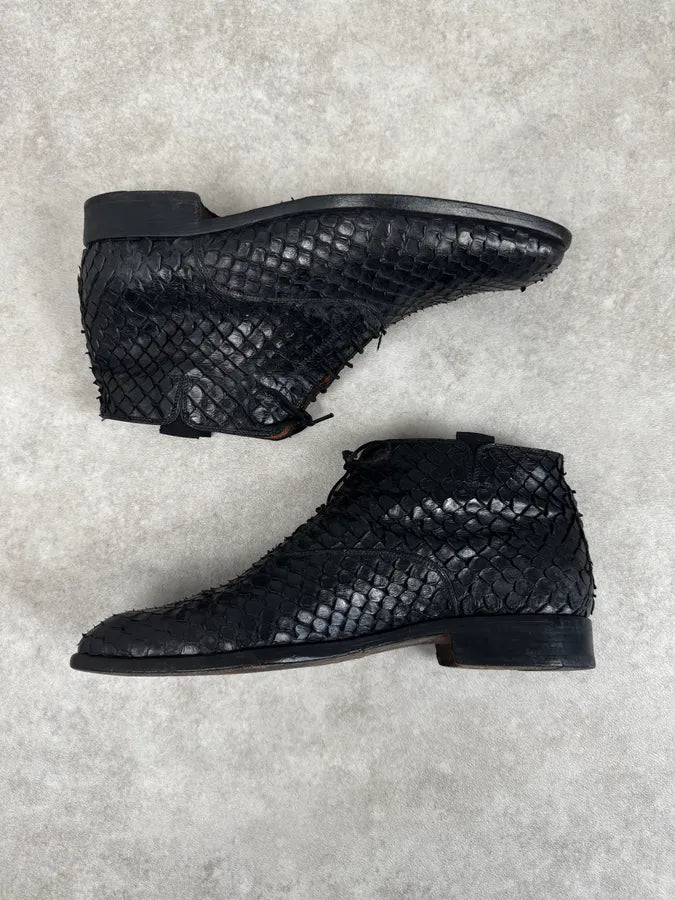 Cesare Paciotti Black Anaconda Leather Lace-Up Shoes CqaWSOF 3