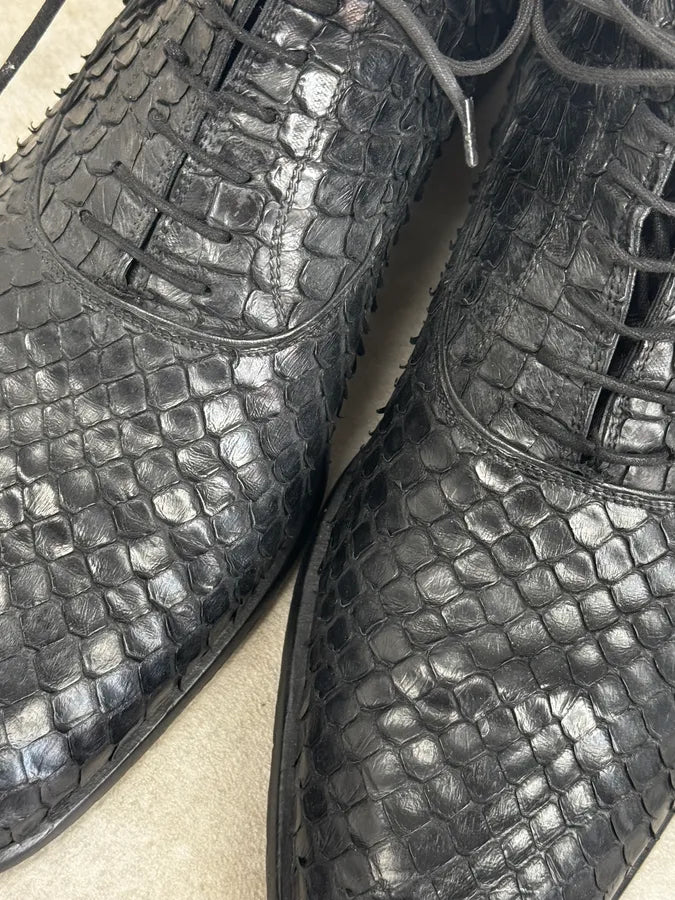 Cesare Paciotti Black Anaconda Leather Lace-Up Shoes CqaWSOF 4