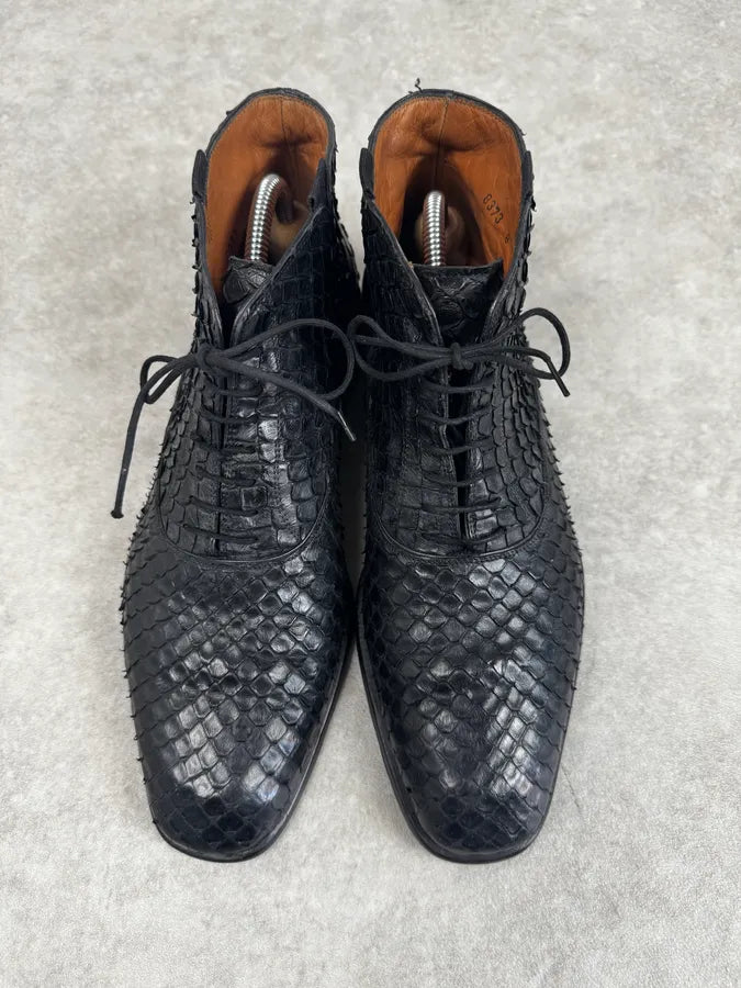 Cesare Paciotti Black Anaconda Leather Lace-Up Shoes CqaWSOF 1