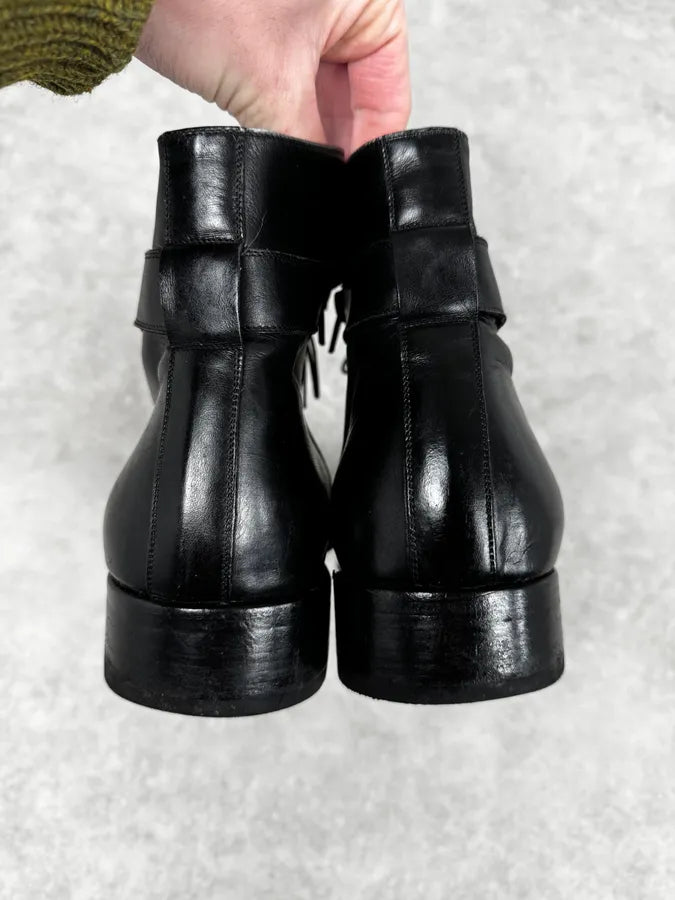 Cesare Paciotti Black Avant-Garde Rock Leather Italian Boots HJSpqaO 5